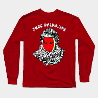 Watermelon Keffiyeh- Free Palestine - With Eyes - Fully Wrapped - Front Long Sleeve T-Shirt